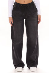 Call It A Day Easy Wide Leg Jeans - Black Ins Street